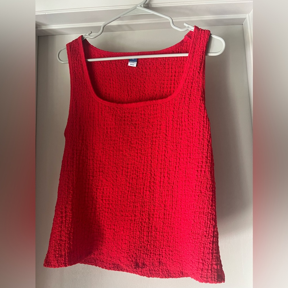 Old Navy Red Smocked Tank Top